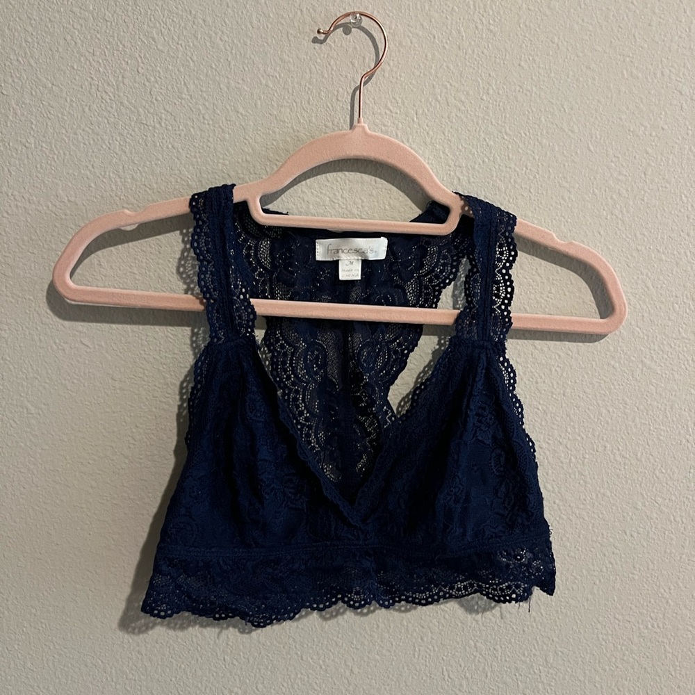 Francesca's Collections Deep Blue Lace Bralette